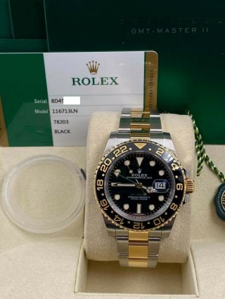 Rolex Gmt Master Ii 116713 18k Yellow Gold & Stainless Steel Box Papers 2018
