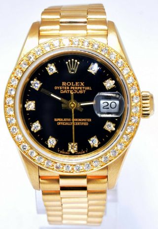 Rolex Datejust President 18k Yellow Gold Diamond Dial/bezel Ladies Watch R 69178