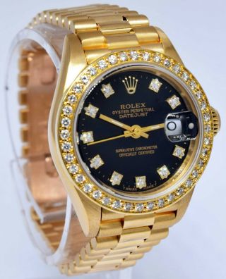 Rolex Datejust President 18k Yellow Gold Diamond Dial/Bezel Ladies Watch R 69178 3