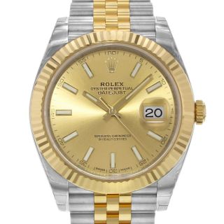 Rolex Datejust 41 Steel 18K Yellow Gold Champagne Index Dial Mens Watch 126333 2