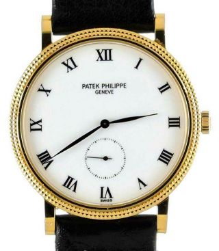 Patek Philippe 3919 Calatrava 18k Yellow Gold Mens Watch & Box 3919j