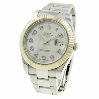 Rolex Datejust Ii 41mm 116334 18k White Gold Oyster Perpetual S/s Watch