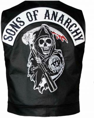 Kids Sons Of Anarchy Officially Licensed Black Biker Vest w/Reaper Patch - sz 4 2