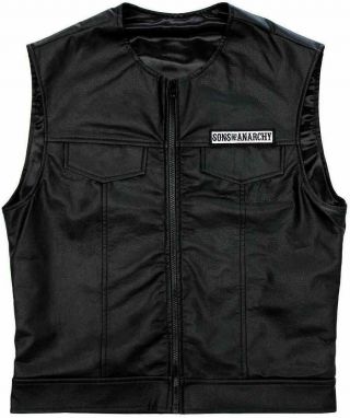 Kids Sons Of Anarchy Officially Licensed Black Biker Vest w/Reaper Patch - sz 4 3