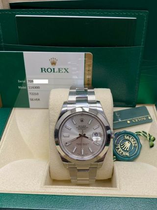 Rolex Datejust Ii 116300 Silver Dial Stainless Steel Box Papers