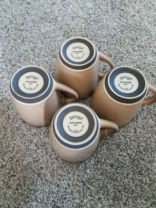 Set Of 4 Sango Nova Brown 4933 Stoneware Coffee Mugs Cups