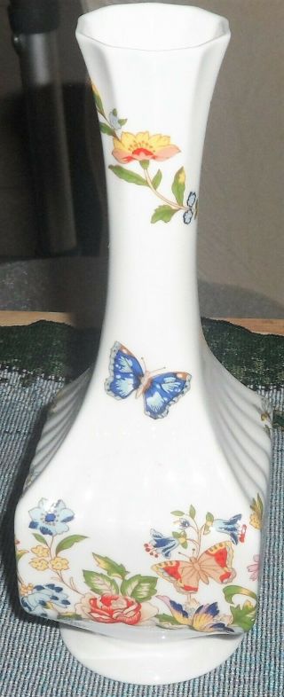 Aynsley Vase Fine English Bone China " Cottage Garden " 7 " Floral Butterflies