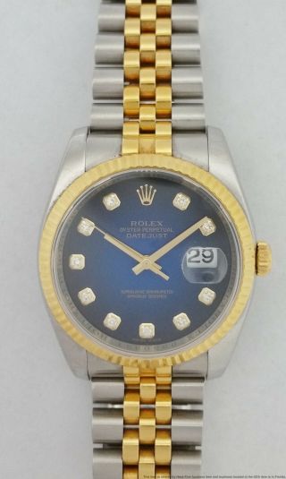 Rolex Datejust Diamond Dial 116233 Mens Wrist Watch Box and Papers 3