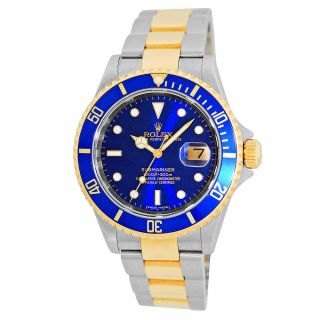 Rolex Stainless Steel 18k Yellow Gold 40mm Submariner Blue 16613 Box