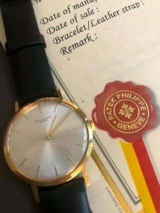 Patek Philippe Ref 3537 Rare Silver Sunburst Dial,  Box,  Papers From 1970 Gold