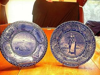 2 Antique B&w Rowland Marsellus Staffordshire Plates