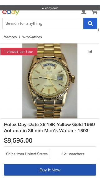 Rolex 18k Yellow Gold Day Date President Gold Dial Watch 18038 Box & Serviced