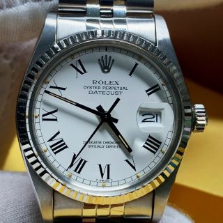 Rolex Datejust 16014 36mm 18k Wg/steel Rare Grey Buckley Dial /jubilee Bracelet
