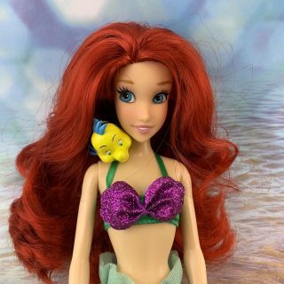 Disney Parks The Little Mermaid Princess Ariel Doll With Flounder Fish Toy