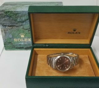 Desirable Copper Dial Air King Rolex Oyster Perpetual 14000 Mens Steel Watch