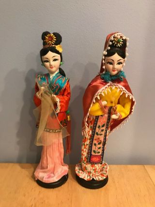 Asian Doll Korean Japanese Made In Taiwan 10 1/2” With Stand Styrofoam Geisha
