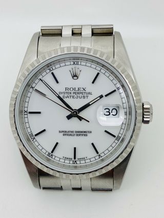 Vintage Rare Rolex Oyster Perpetual DateJust Rare White Porcelain Dial Ref.  16220 2