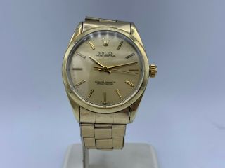 Very Rare Vintage 1969 Rolex Oyster Perpetual Gold Plated Watch 1024 W/ Box