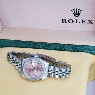 Ladies Rolex Oyster Perpetual Datejust Stainless Steel Salmon Dial