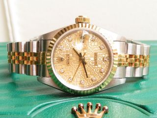 Authentic Rolex Datejust Ladies Watch Factory Jubilee Diamond Dial 18k Gold