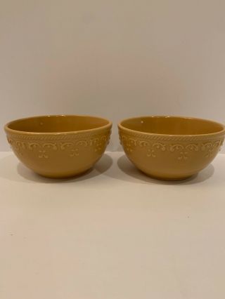 Better Homes & Gardens Scroll Mustard Yellow Soup/ Cereal Bowls