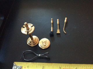 Vintage Brass Look Dollhouse Miniatures Fire Place Set And Log Lifter