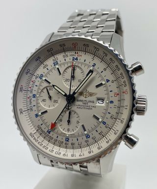 Breitling Navitimer World Chronograph 46mm A2432212 Ss Automatic Watch B&p 2017