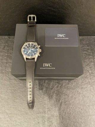 Iwc Pilots Chronograph Auto 43mm Steel Mens Strap Watch Day Date Iw3777 - 09
