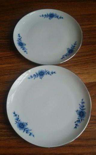 Eschenbach Bavaria Germany Bread Plates Danish Blue Floral Pair 2