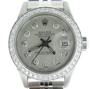 Rolex Datejust Ladies Stainless Steel Watch W/ Silver Diamond Dial &.  70ct Bezel