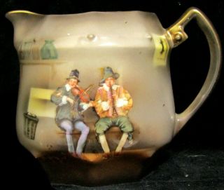 Antique Royal Bayreuth 4 " Tavern Musicians Art Ware Porcelain Creamer