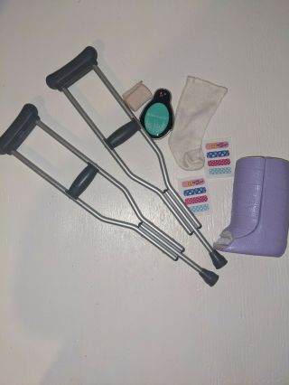 American Girl Doll Accessories Feel Better Kit Crutches Casts Band - Aid Stickers