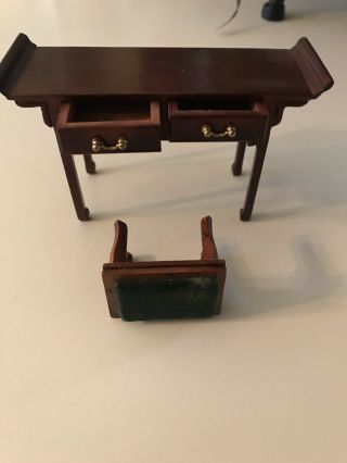 Doll House Miniature Desk W/Stool 2