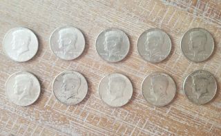 Set Of 10 1964 D & P Kennedy Half Dollar 50 Cent Us Coins,