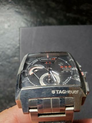 tag heuer monaco ls with 2 OEM bands,  stainless and black leather 3