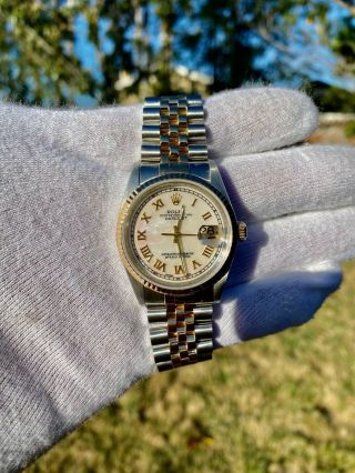 Rolex Datejust 36mm Two Tone Mop Roman Dial Sapphire Crystal