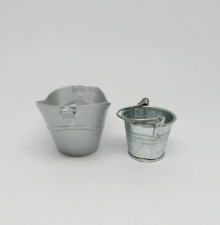 Metal Washtub & Water Pail Dollhouse Miniature 1:12 3