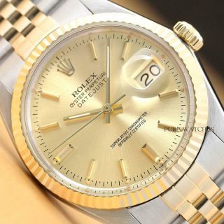 Rolex Mens Datejust Quickset 18k Yellow Gold & Stainless Steel Watch