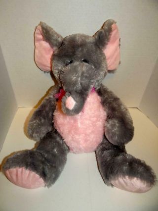 Dan Dee Elephant Plush Gray Pink Tummy Toy Soft Large Stuffed Animal