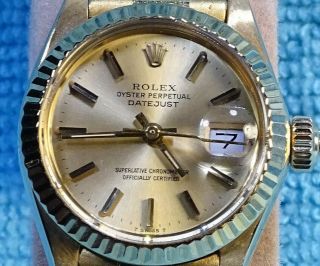 Ladies Rolex 18k Gold President Datejust 6917 Watch 2