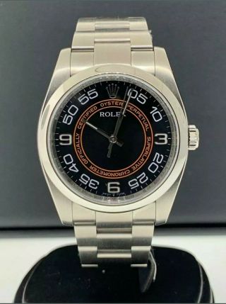 Rolex Oyster Perpetual 36mm No Date Steel Black/orange Concentric Dial 116000
