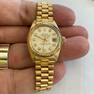 Rolex Datejust 6917 18kt Yellow Gold Lady President Vintage Watch Diamond Dial