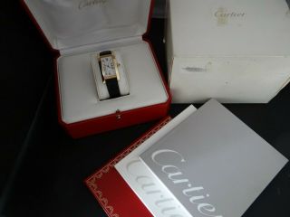Cartier Tank Americaine Automatic Mid Size 18k Solid Gold Box & Papers