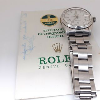 Rolex Date 34 Mm Steel Automatic Oyster Watch 1500 With Papers 1975