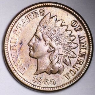 1865 Indian Head Small Cent Choice Au,  /unc E163 Knt