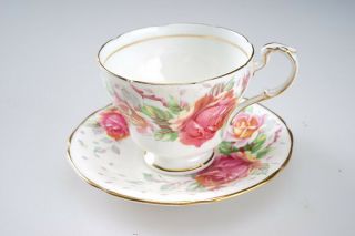 Vintage Paragon Pink Rose " Goldon Emblem " Pattern Tea Cup & Saucer Double Crown