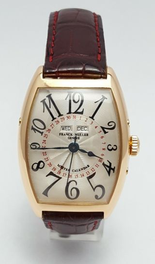 Franck Muller Master Calendar 2852mc 18k Rose Gold Leatherband Silver Dial Watch