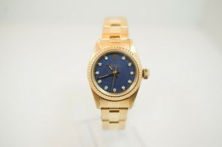Rolex President No - Date Yellow Gold Ladies Watch 67198 Factory Diamond Dial