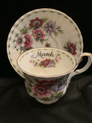 1970 Royal Albert Flower Of The Month,  March Anemones Cup/saucer