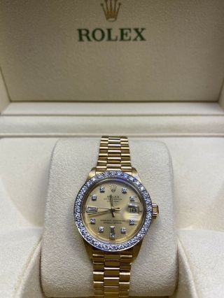 Rolex Ladies President Datejust 6917 Diamond Dial 18k Fully Serviced & Polished